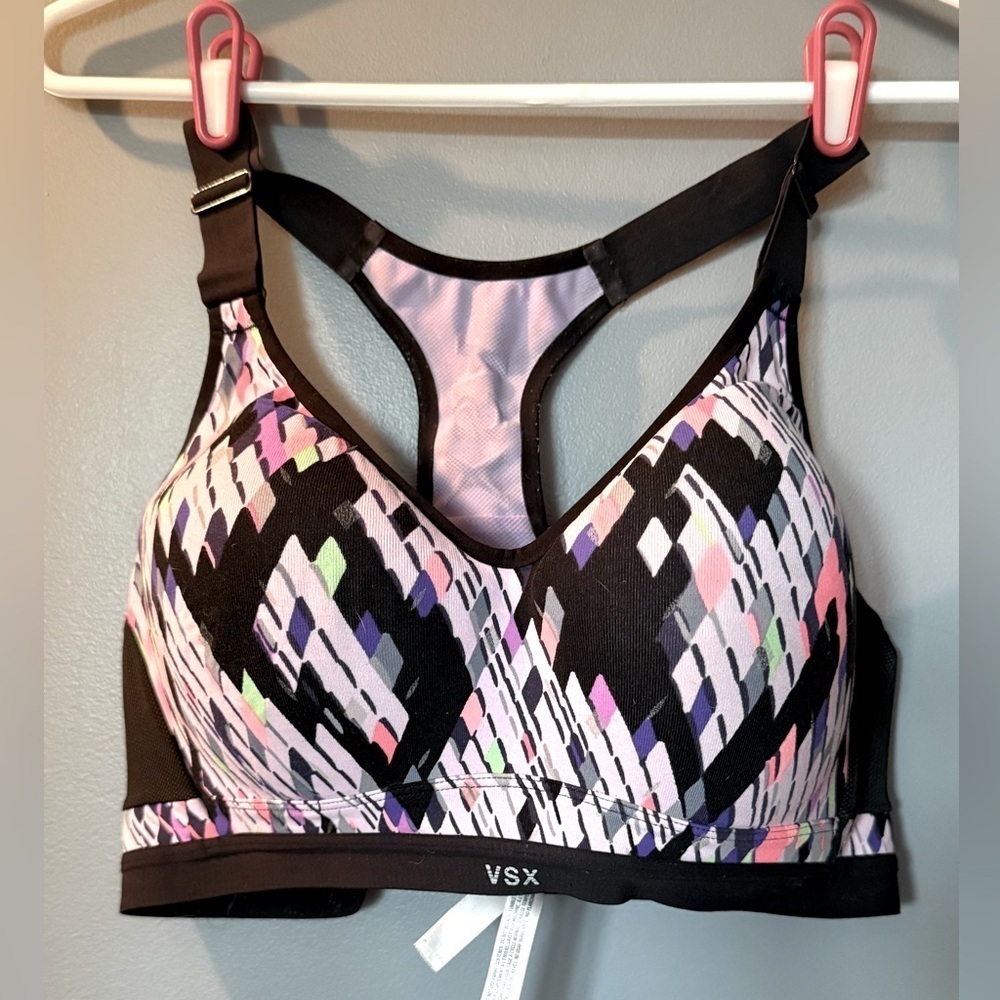 Victoria's Secret VSX Sport Bra Womens Sz 38c Geometric Multicolor